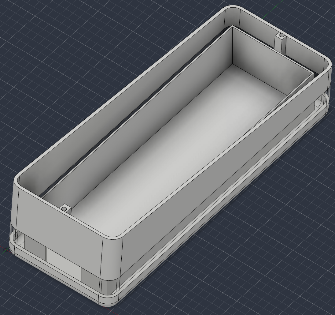 A screenshot of Autodesk Fusion, showing the remote from Make 'Em Laugh. It does not have a faceplate on.