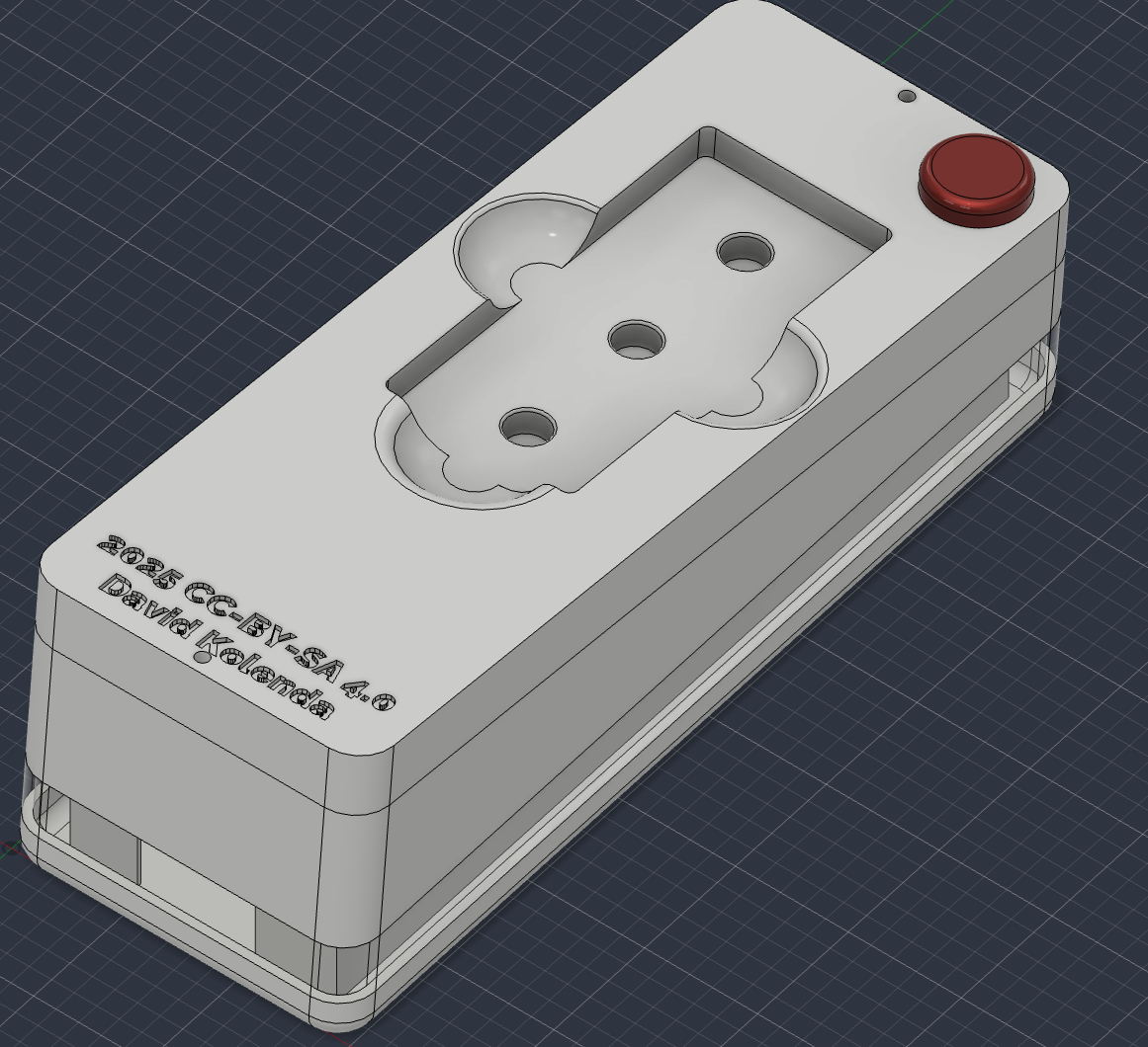 A screenshot of Autodesk Fusion, showing the remote from Make 'Em Laugh. It has a faceplate that does not allow the actor to control the remote.