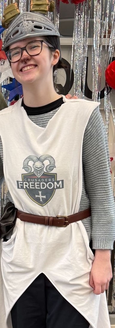 A costume with a modified Fenwick logo on the front